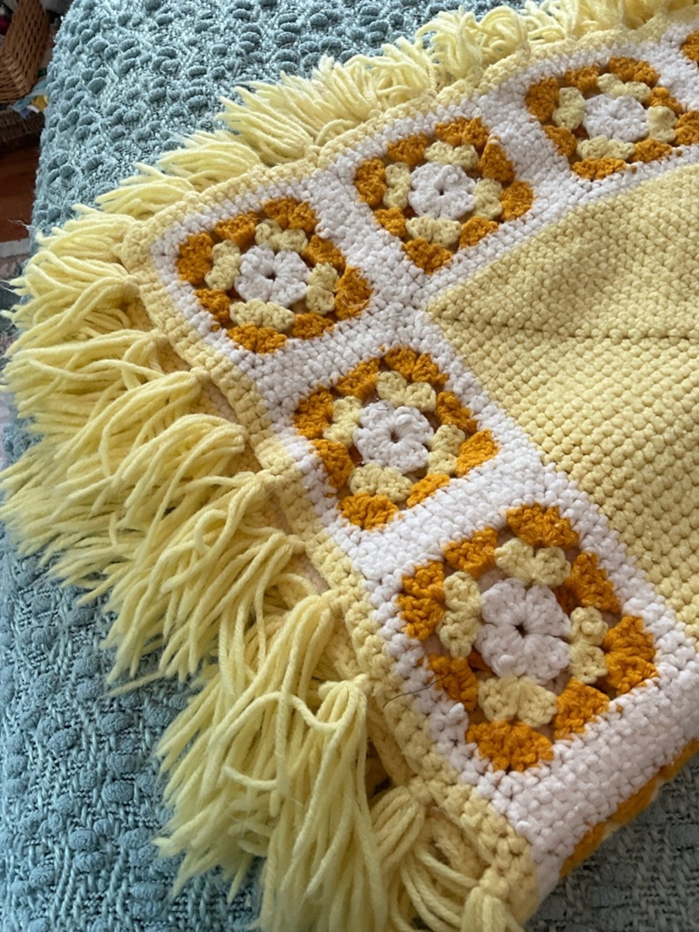 Afghan Granny Square Yellow and Gold 42x31 approximately